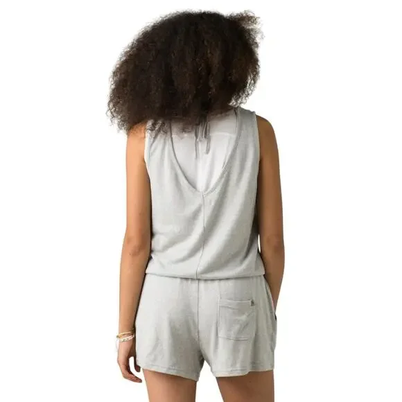 Prana Sylvie Romper Grey and White Stripe Women's Size Medium - Picture 7 of 7